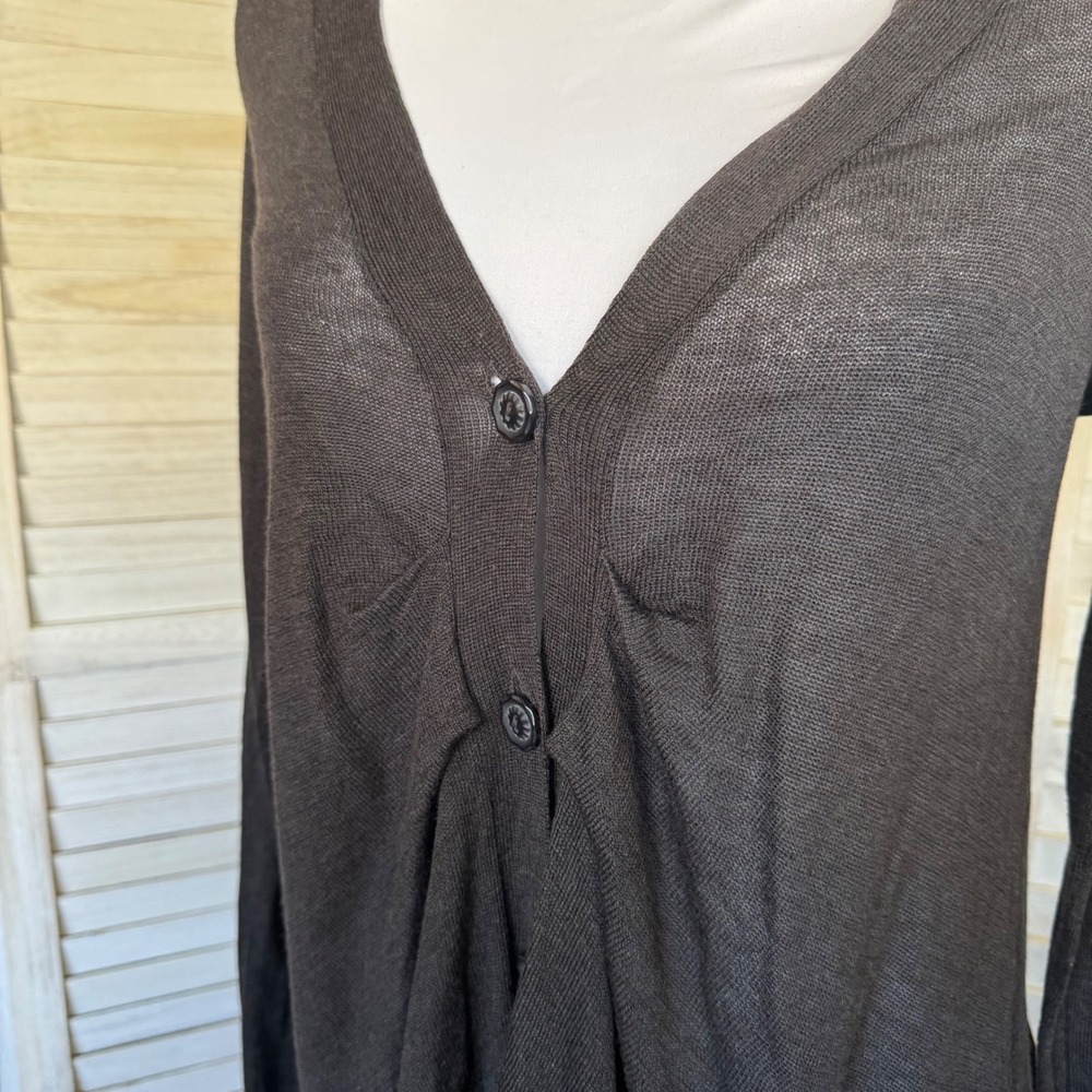 MOTH Women's Black Thin Knit Button Front Ruffle Duster Cardigan Sweater Medium‎ - Picture 4 of 13